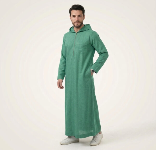 Classic-Light-Green-Mens-Hooded-Thobes-2.jpg Classic Light Green Men's Hooded Thobe