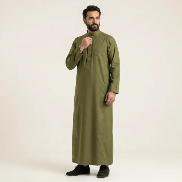 Classic Olive Green Men's Arabic Thobe