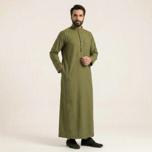 Classic-Olive-Green-Mens-Arabic-Thobes.jpg Classic Olive Green Men's Arabic Thobe
