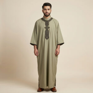 Classic-Sage-Color-Mens-Moroccan-Thobe.jpg Classic Sage Color Men's Moroccan Thobe