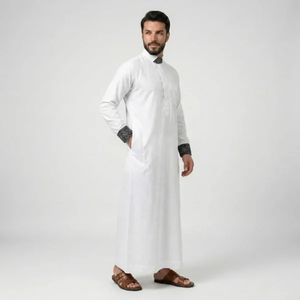 Classic White Mens Designer Thobes USA Classic White Men's Designer Thobe