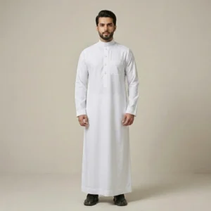 Classic Whtie Saudi Style Mens Cashmere Wool Thobe USA