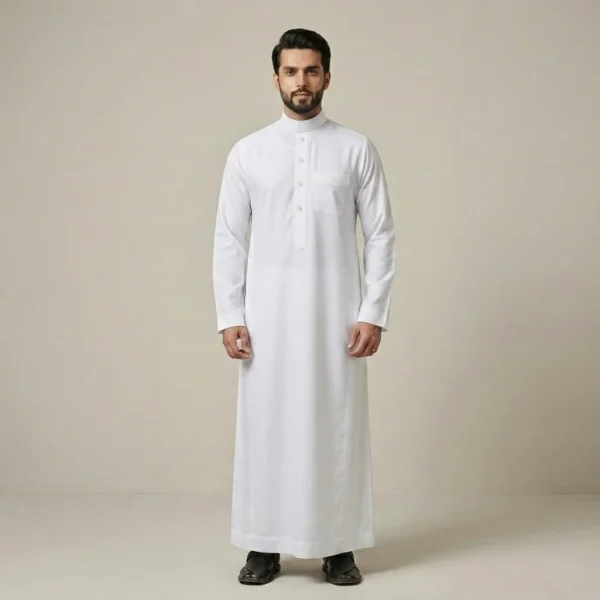 Classic Whtie Saudi Style Mens Cashmere Wool Thobe USA