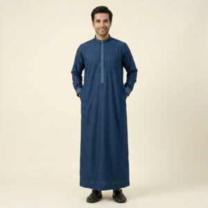 Contrast-Accents-Indigo-Blue-Mens-Thobe.jpg Contrast Accents Indigo Blue Men's Thobe