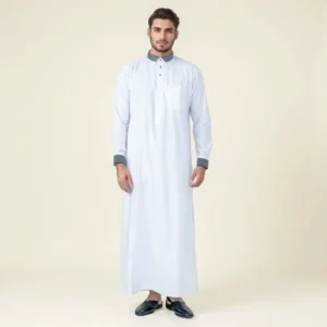 Contrast Collar White Thobe for Mens USA