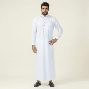 Contrast Piping White Thobe for Men USA