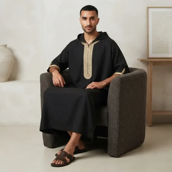 Designer Black Moroccans Hooded Jubba USA
