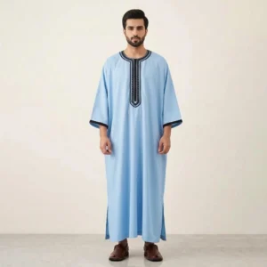 Designer Men’s Light Blue Moroccan Thobe USA