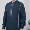 Designer Navy Blue Cotton Thobe For Men USA Designer Navy Blue Cotton Thobe For Men USA