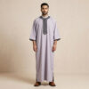 Dusty Lavender Embroidered Moroccan Thobe for Men
