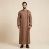 Earth Brown Arabic Style Mens Embroidered Thobe USA