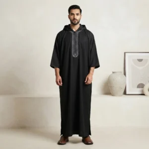 Elegant Black Moroccan Hooded Thobes USA Elegant Black Moroccan Hooded Thobes USA