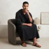 Embroidered Black Moroccan Thobe With Hood USA