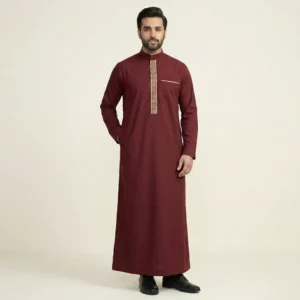 Executive Maroon Mens Embroidered Thobe USA