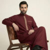 Executive Maroon Men's Embroidered Thobe