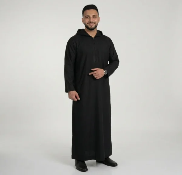 Executive Onyx Black Mens Hooded Thobe USA