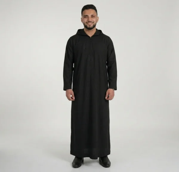 Executive Onyx Black Mens Hooded Thobes USA