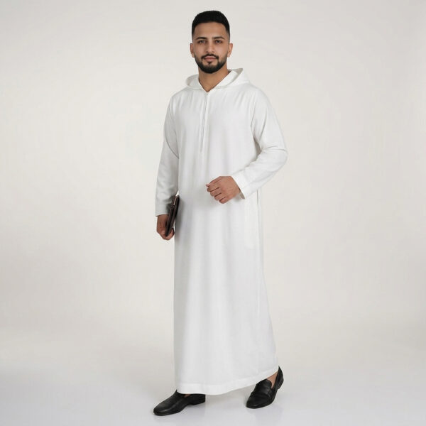 Executive-White-Mens-Hooded-Thobes-2.jpg Executive White Men's Hooded Thobe