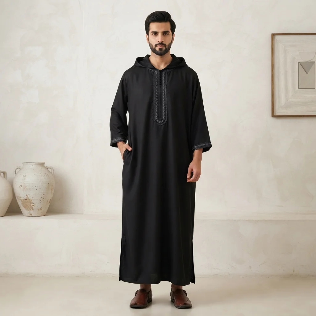 Hooded black moroccan thobes wholesalers USA