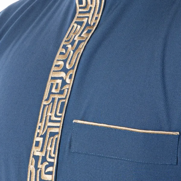 Kashmir Blue Men’s Embroidered Thobe USA