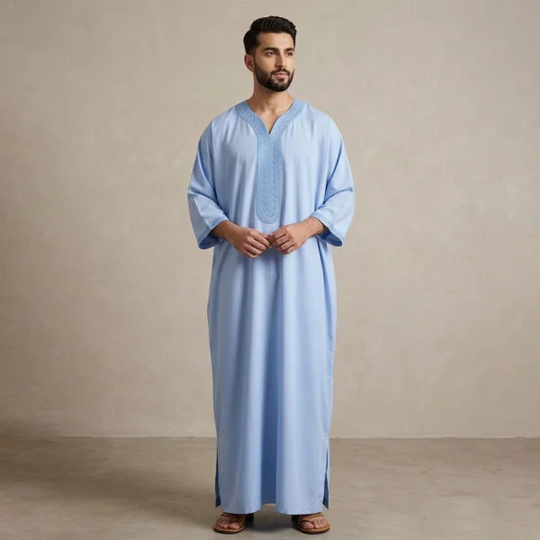 Light Blue Designer Moroccan Thobe USA