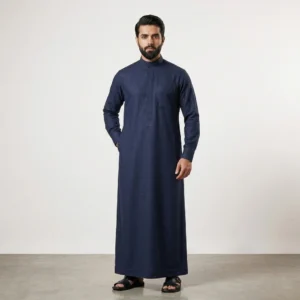 Luxury Navy Blue Mens Cashmere Wool Thobe USA
