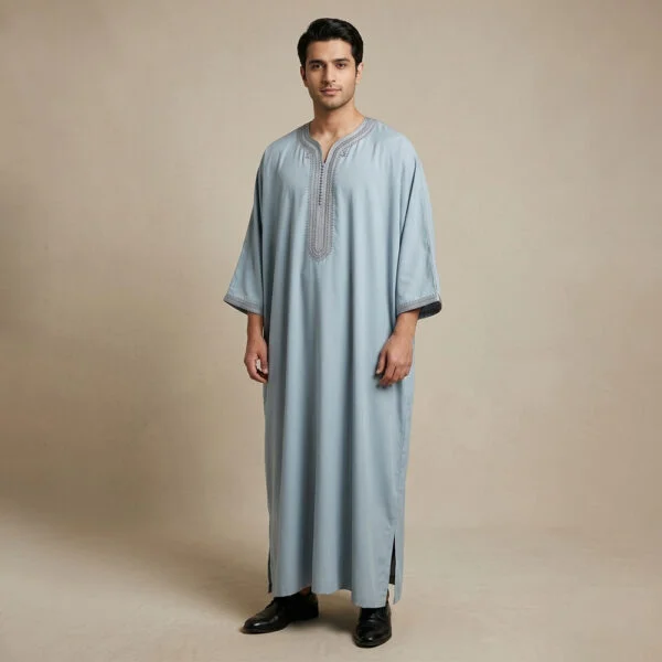 Men’s Classic Light Blue Moroccan Thobe USA