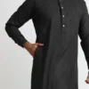 Mens Collar Style Black Cotton Thobes Mens Collar Style Black Cotton Thobes