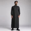 Men's Collar Style Black Cotton Thobes Men's Collar Style Black Cotton Thobes
