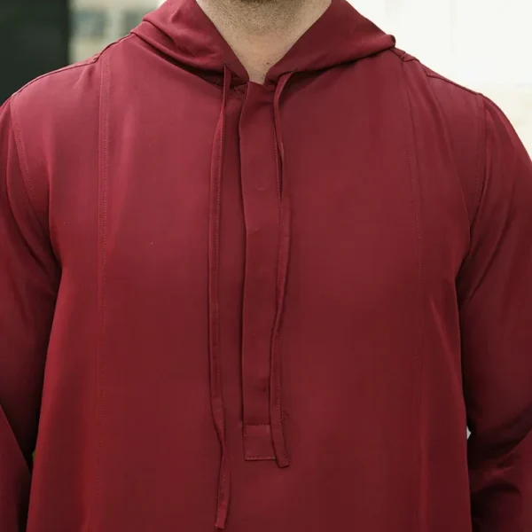 Men’s Cotton Maroon Hooded Thobe USA Men’s Cotton Maroon Hooded Thobe USA