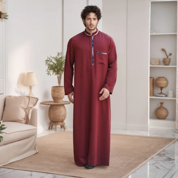 Men’s Designer Maroon Cotton Thobes USA