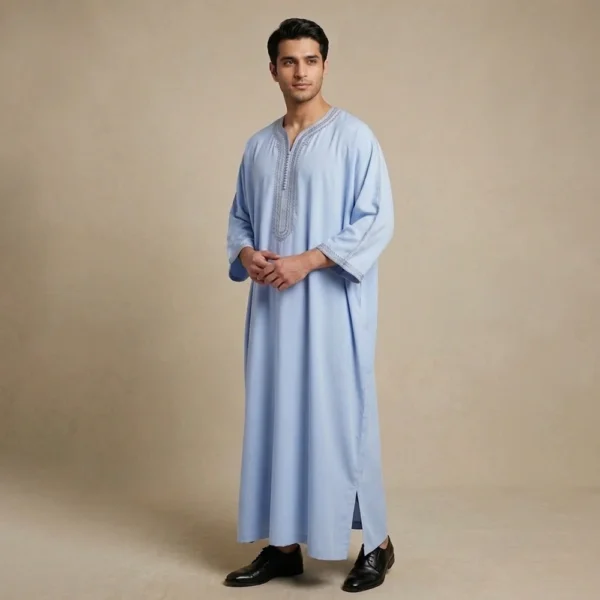 Mens Ice Blue Moroccan Thobe USA Mens Ice Blue Moroccan Thobe USA