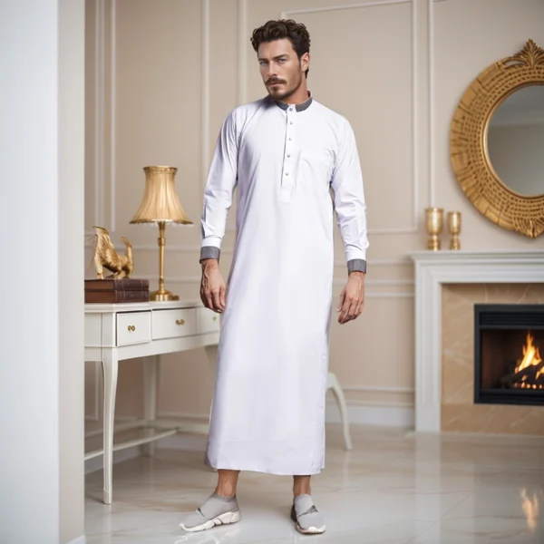 Men's Off-White Designer Cotton Thobes USA Men's Off-White Designer Cotton Thobes USA
