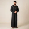 Mens Omani Style Black and Gold Thobe USA