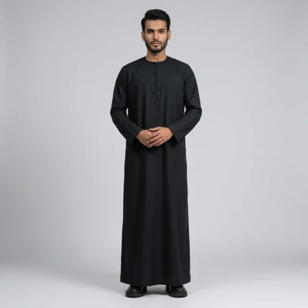 Mens Plain Black Color Omani Thobe USA