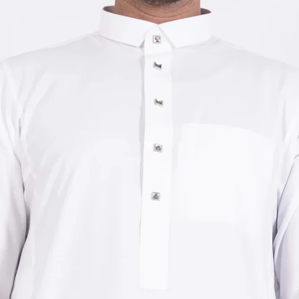 Men's Plain White Color Cuff Thobe USA