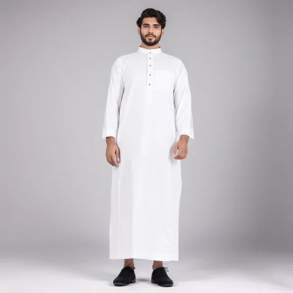 Men's Plain White Color Cuff Thobes USA