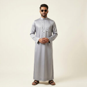 Metallic-Slate-Grey-Arabic-Silk-Thobe-for-Men.jpg Metallic Slate Grey Arabic Silk Thobe for Men