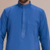 Mid Blue Men’s Embroidered Cotton Thobe