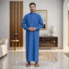 Mid Blue Men’s Embroidered Cotton Thobes USA