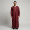 Minimalist Embroidered Mens Maroon Thobe USA