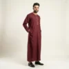 Minimalist Embroidered Mens Maroon Thobes USA