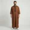 Modern Brown Bear Embroidered Moroccan Thobes for Men USA Modern Brown Bear Embroidered Moroccan Thobes for Men USA