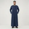 Modern Contrast Piping Navy Blue Mens Thobe USA