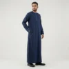 Modern Contrast Piping Navy Blue Mens Thobes USA