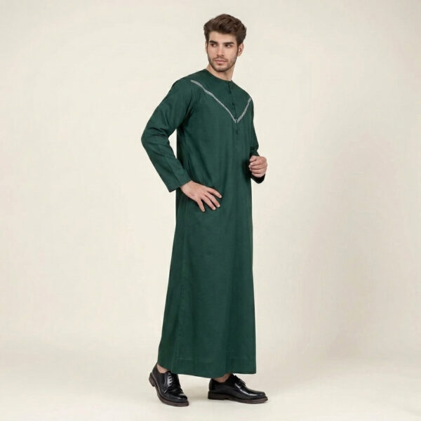 Modern Emirati Emerald Green Men's Thobe
