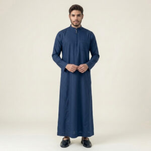 Modern-Zip-Front-Navy-Blue-Mens-Thobes.jpg Modern Zip-Front Navy Blue Men's Thobe