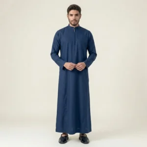 Modern Zip Front Navy Blue Mens Thobes USA Modern Zip Front Navy Blue Mens Thobes USA