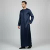 Navy Blue Emirati Style Mens Silk Thobe USA Navy Blue Emirati Style Men's Silk Thobe