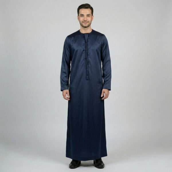 Navy-Blue-Emirati-Style-Mens-Silk-Thobes.jpg Navy Blue Emirati Style Men's Silk Thobe